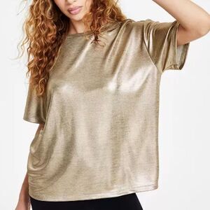 Bar III, Metallic Short-Sleeve Shirt, Plus Size 3X (NWOT)